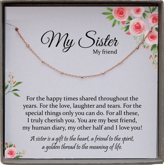 Gift for Sister Gift Ideas Christmas, Big Sister Gift, Sister Necklace, Sister Birthday Gift, Satellite Chain Necklace