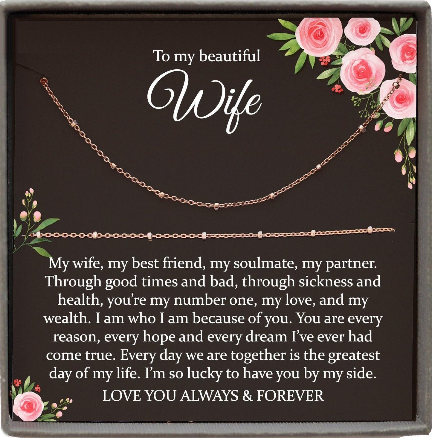 Wife Christmas Gift for Wife from Husband Birthday Gift for Wife Gift Anniversary Gift for Her, Necklaces for Women Satellite Chain Necklace
