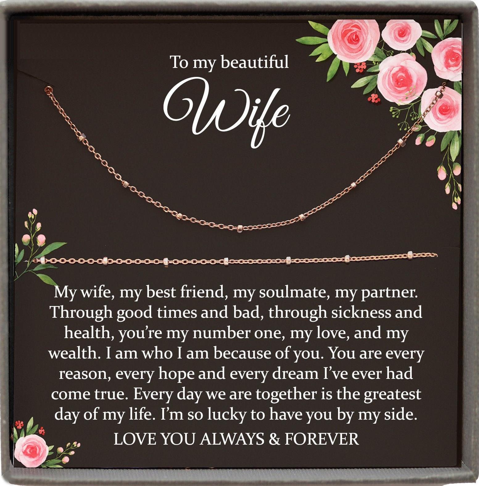 Wife Christmas Gift for Wife from Husband Birthday Gift for Wife Gift Anniversary Gift for Her, Necklaces for Women Satellite Chain Necklace