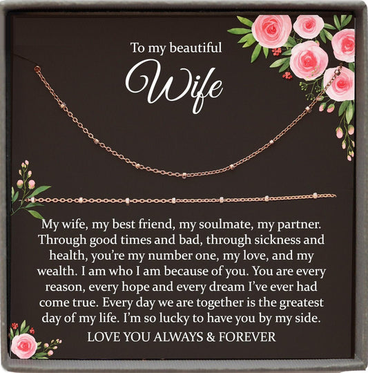 Wife Christmas Gift for Wife from Husband Birthday Gift for Wife Gift Anniversary Gift for Her, Necklaces for Women Satellite Chain Necklace