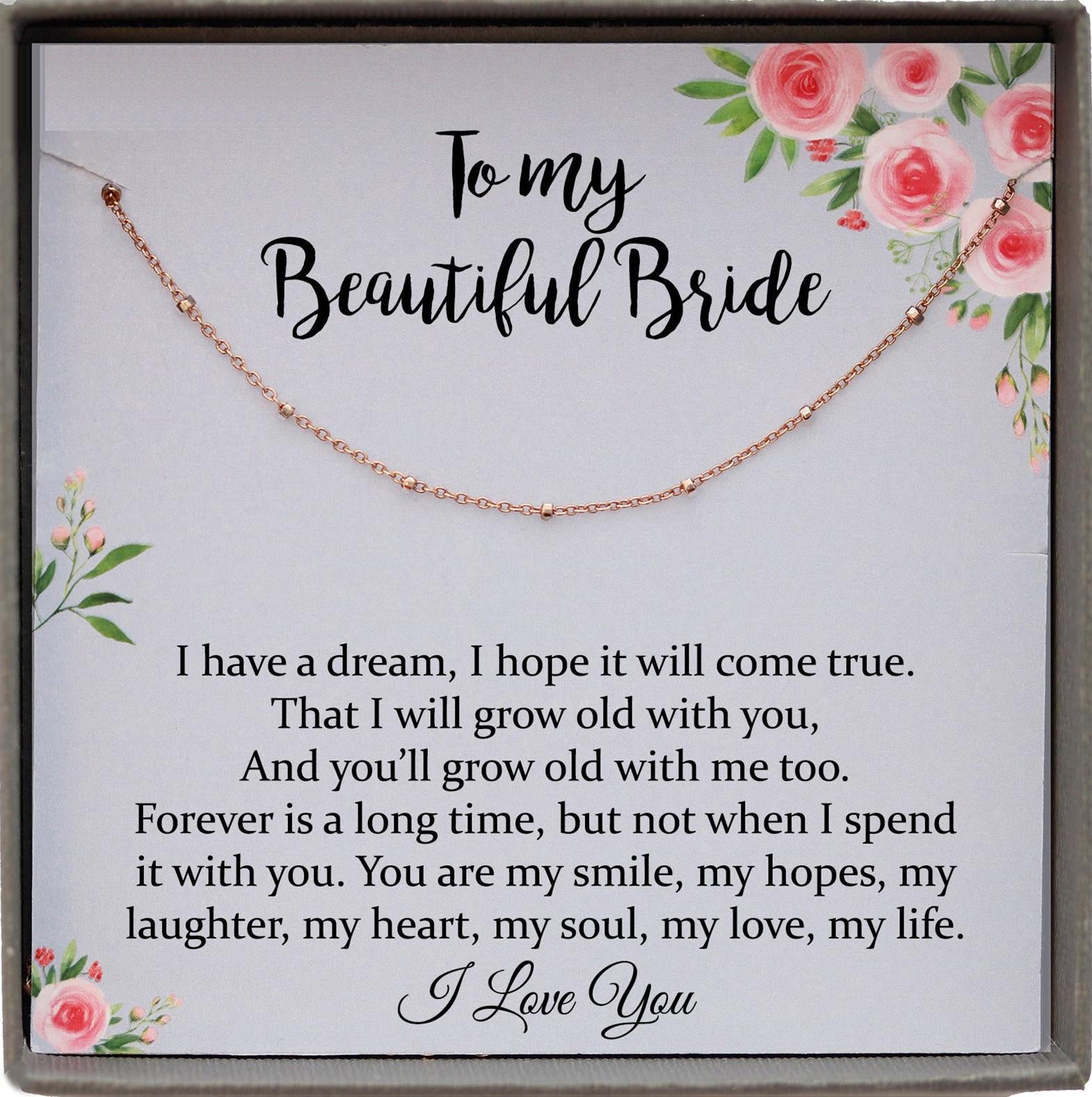 Wedding Day Gift for bride from Groom, To my Beautiful Bride Gift from Groom to Bride Gift Wedding Day