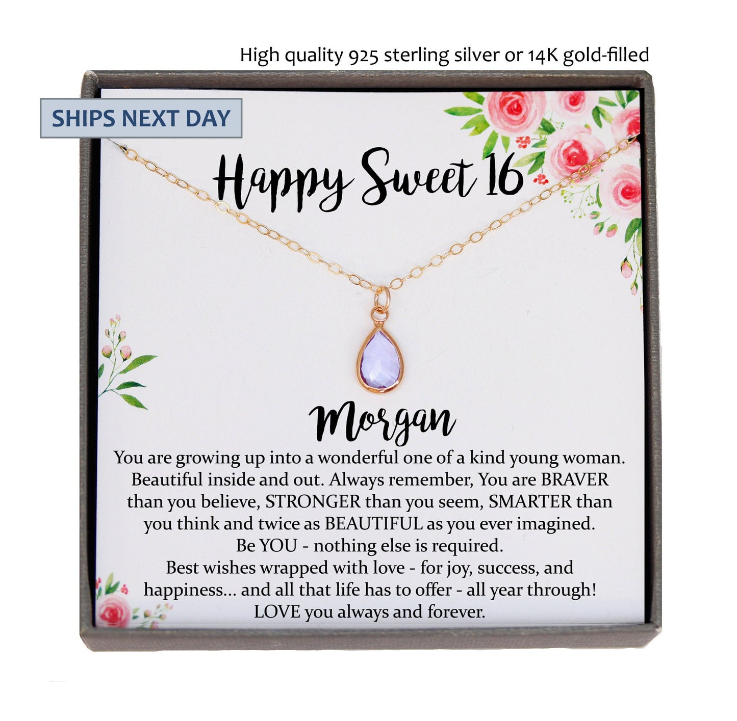 Sweet 16 gift, 16th birthday gift girl Necklace, sweet 16 necklace, gift for 16 year old girl, Sweet sixteen jewelry