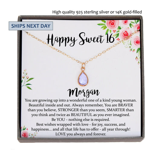 Sweet 16 gift, 16th birthday gift girl Necklace, sweet 16 necklace, gift for 16 year old girl, Sweet sixteen jewelry