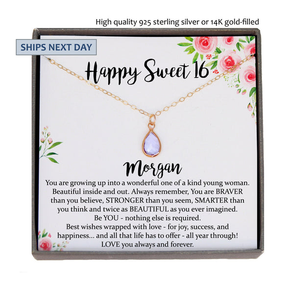 Sweet 16 gift, 16th birthday gift girl Necklace, sweet 16 necklace, gift for 16 year old girl, Sweet sixteen jewelry
