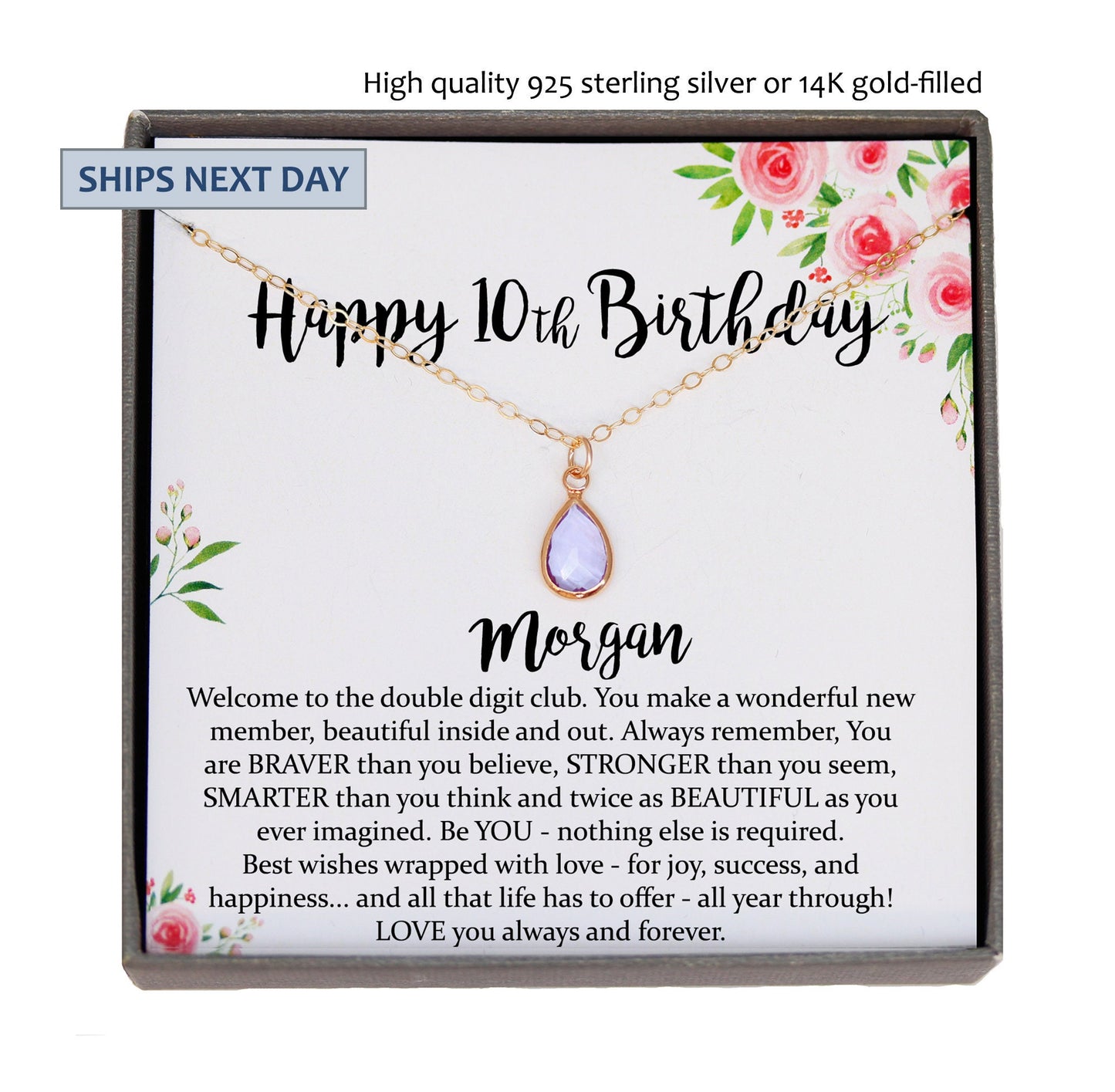 10th birthday girl, 10th birthday gift, Tenth Birthday Necklace, gift for 10 year old girl gifts, Double Digits Birthday