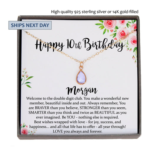 10th birthday girl, 10th birthday gift, Tenth Birthday Necklace, gift for 10 year old girl gifts, Double Digits Birthday
