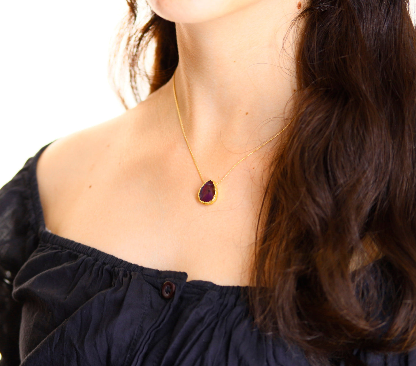 Raw Amethyst Necklace, Stress Relief Gift for her, Amethyst Gemstone Necklace, Healing Crystal Necklace, Raw Birthstone Necklace Gem Gift