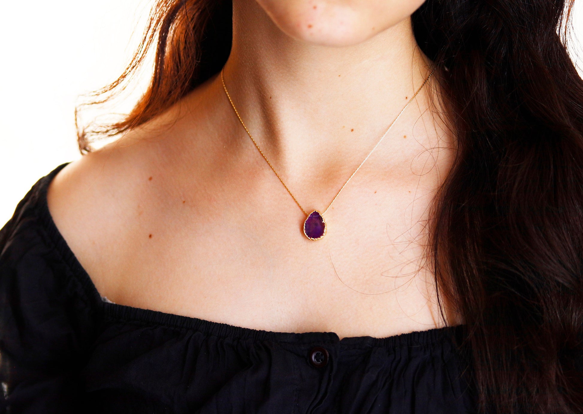 Raw Amethyst Necklace,Amethyst Gemstone Necklace, Healing Crystal Necklace, Raw Birthstone Necklace Gem Gift,  Stress Relief Gift for her