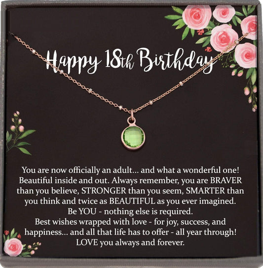 18th Birthday Gift for Girls, Swarovski Birthstone Necklace, Select a Birthstone, Gift for 18 Year Old Girl