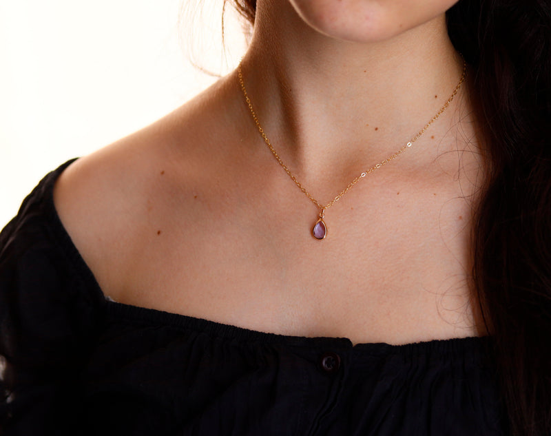 February Birthstone Necklace, Amethyst Necklace Gold, February Birthday Gifts, Dainty Necklaces for Women