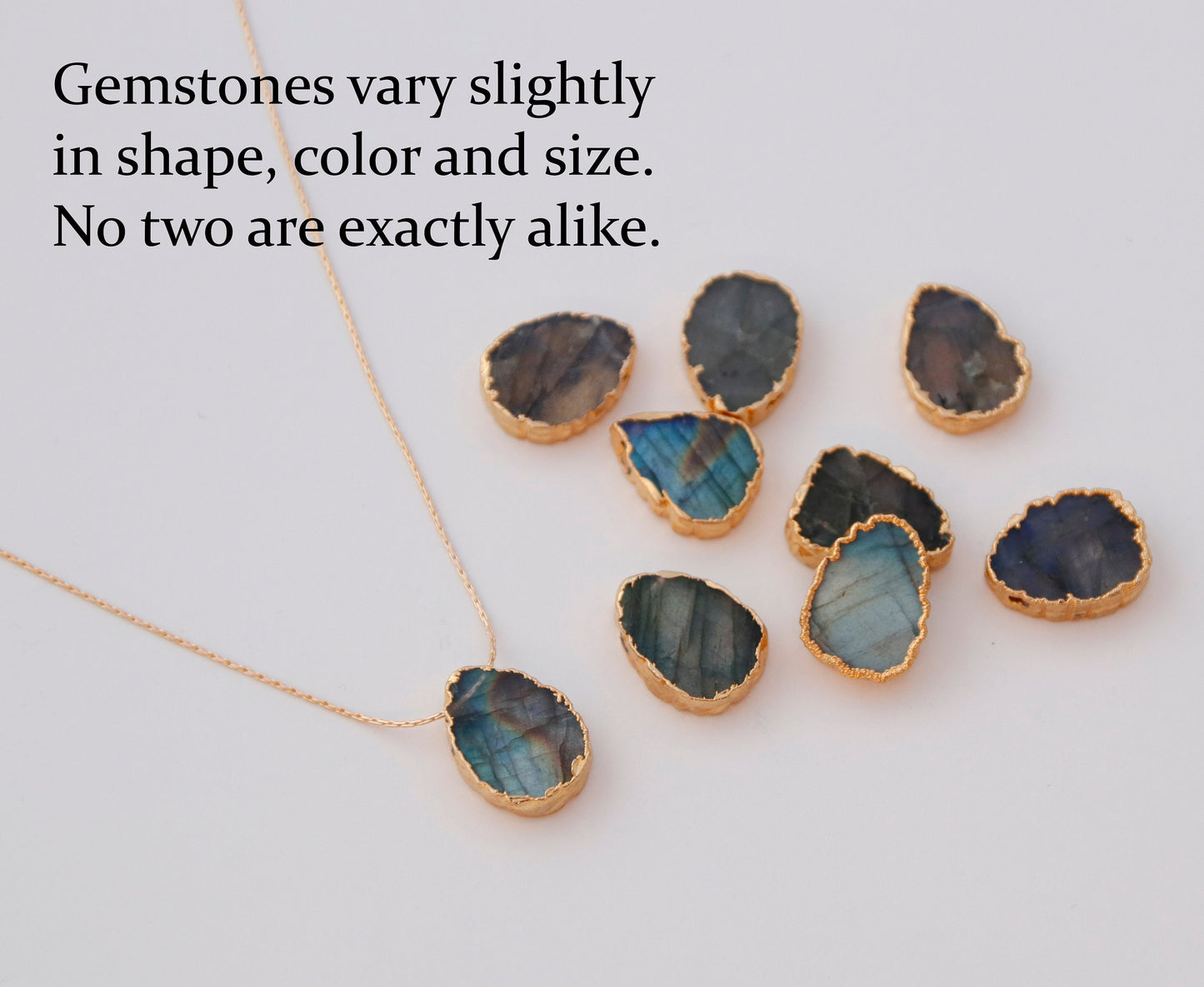 Labradorite Necklace Gold, Inspirational Gift Necklace, Natural Labradorite Gem Slice, Healing Gemstone Gift for Her, Labradorite Birthstone