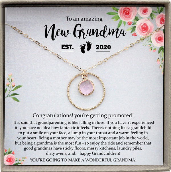 New Grandma Gift, Promoted to Grandma pregnancy reveal Gift for New Grandmother, Birthstone Gift for New Grandma Gifts