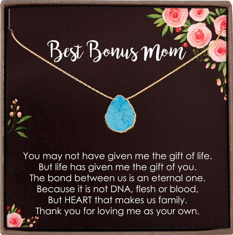 Step Mom Gift Wedding Stepmom of the Bride Gift Bonus Mom Thank you for loving me as your own Boho Wedding Gift Turquoise necklace
