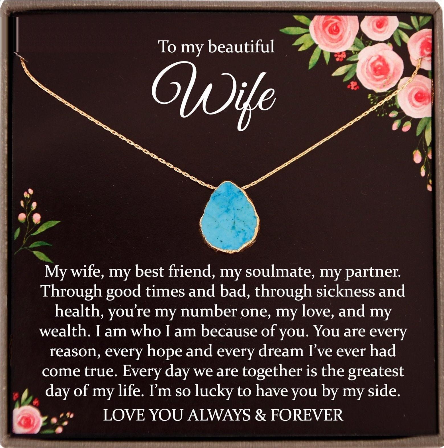 Wife Gift for Wife Turquoise Necklace, Wife Christmas Gift, Husband to Wife Gift Jewelry, Wife Necklace, Turquoise Choker