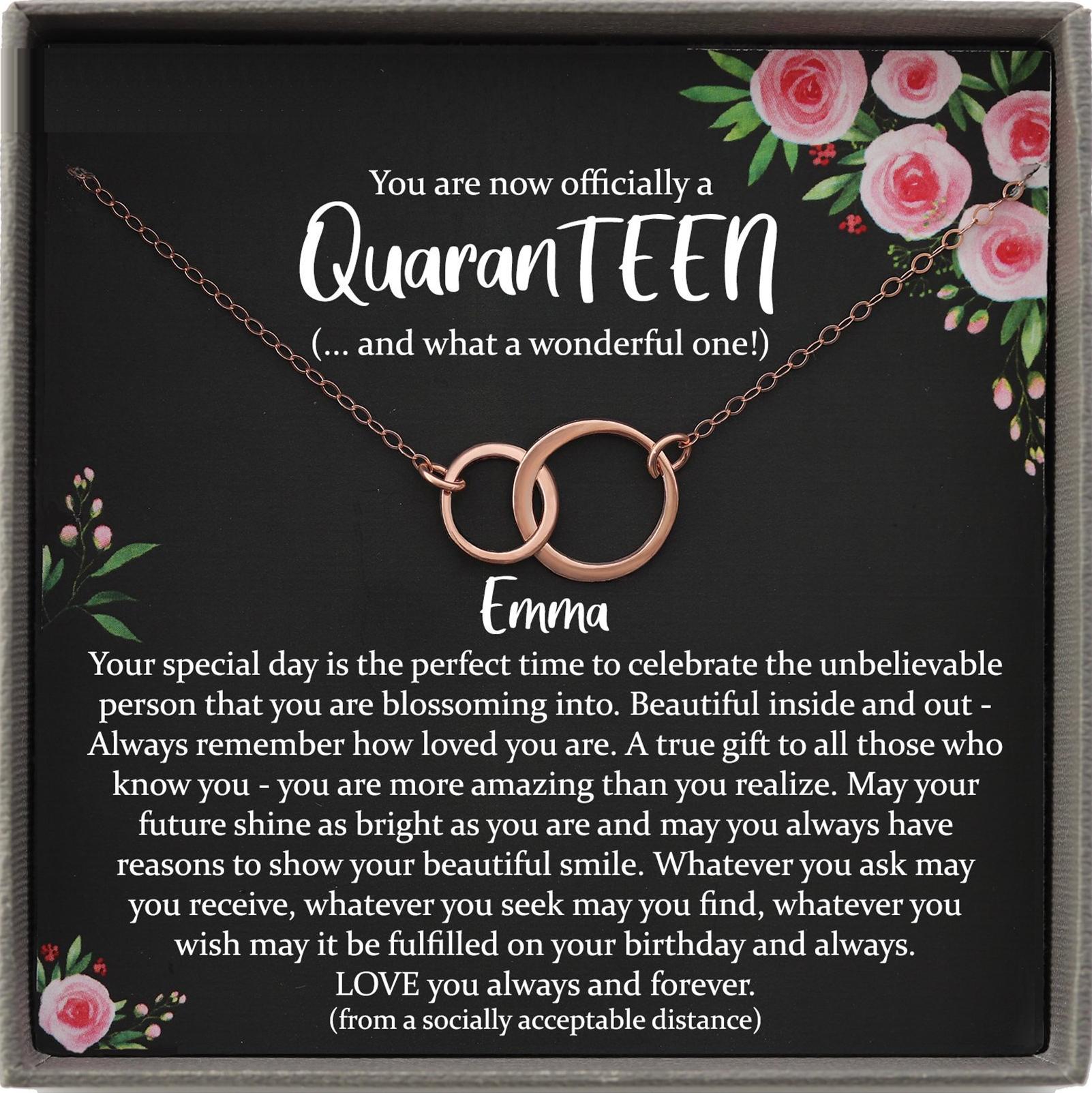 Quaranteen Birthday, 13th birthday girl, 13th birthday gift, Thirteenth Birthday Necklace, gift for 13 year old girl gifts, Teen birthday