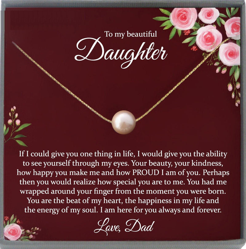 Daughter Gift from Dad Daughter Gifts, Father Daughter Gift Dad to Daughter Necklace Personalized with Message Card