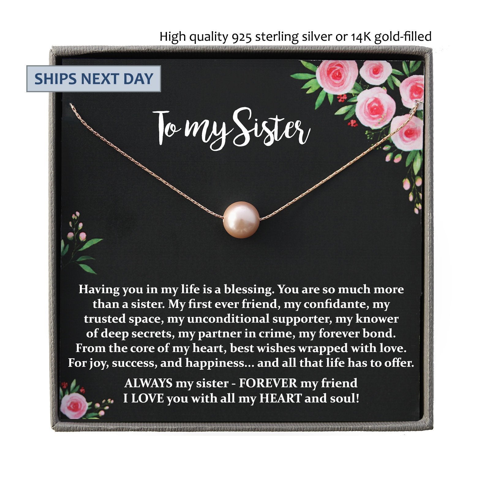 Sister Necklace for Sister Gift Ideas, Sister Birthday Gift, Sisterhood Gift, Big Sister Gift, Sister Jewelry