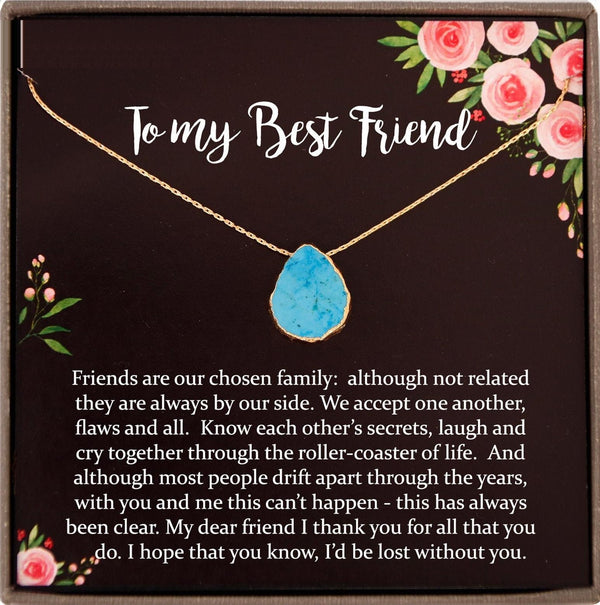 Best Friend Gifts, Best Friend Necklace, BFF Necklace, Best Friend Birthday Gift, Turquoise necklace Gold