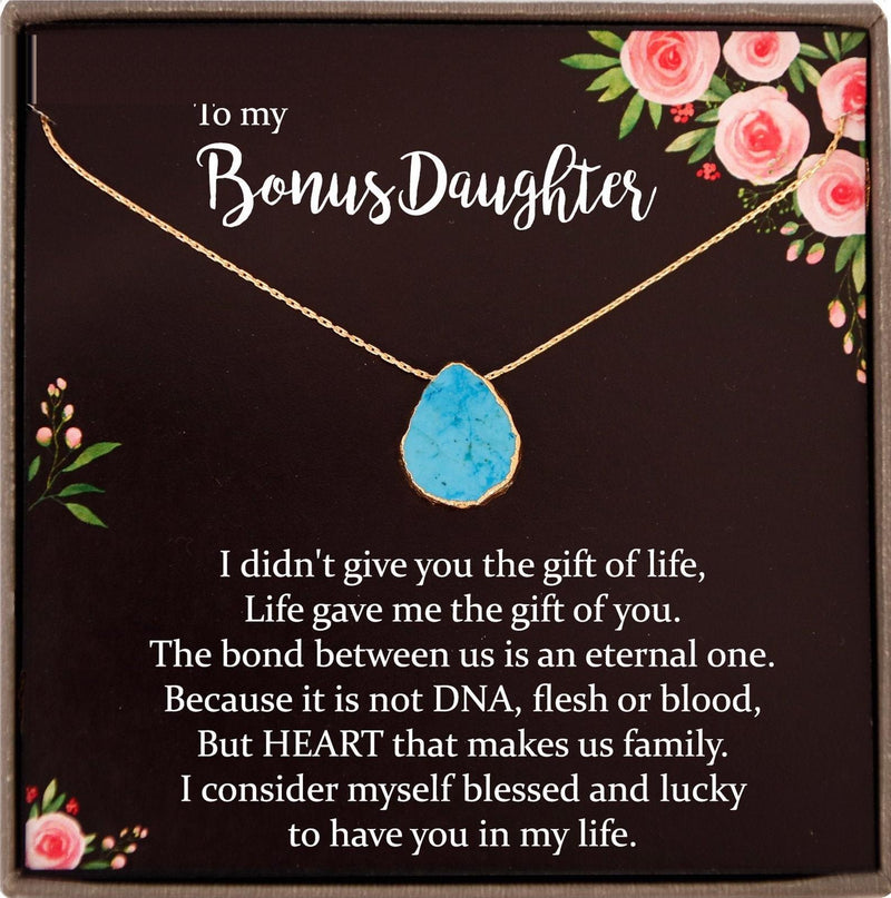 Step Daughter Gift for Step Daughter, Bonus Daughter Gift Necklace Blended Family Stepdaughter Gift daughter of bride Turquoise Necklace