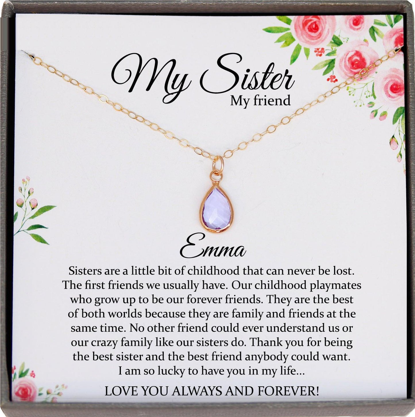 Sister Necklace for Sister Gift Ideas, Sister Birthday Gift Best Sister Ever Gift Sisterhood Gift Sister Gift Sister Jewelry with birthstone