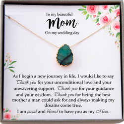 Mother of the Groom Gift from Son to Mom Gift Wedding Gift for Mom Green Emerald Necklace Gift from Groom to Mother, Mom Wedding Gift Groom