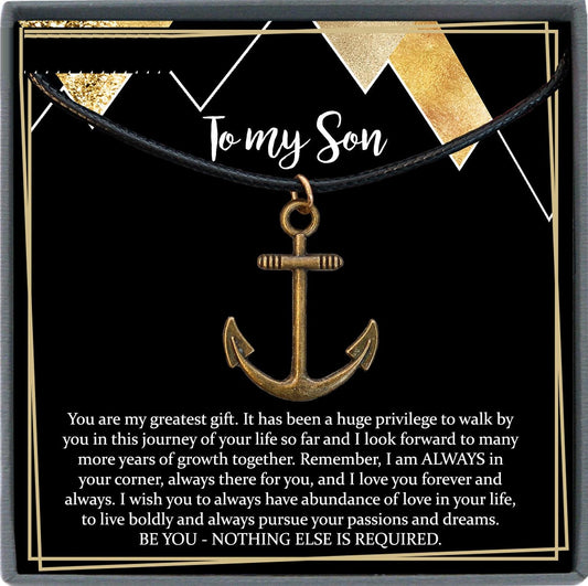 Gift for Son Birthday Gift for Son Christmas Gift for Son, Necklace for Son, Anchor Necklace Men