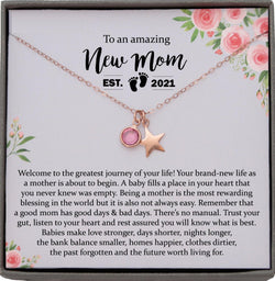 Rose Gold Necklace First Time Mom Gift, New Mom Gift Jewelry, Gift for New Mom Necklace, New mommy Gift for Baby Shower gift