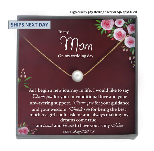 Mother of the Bride Gift from Daughter Mother of the Bride Necklace from Bride Pearl Necklace Mom of Bride Gift To Mom from Bride