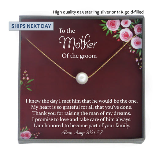 Mother of the Groom from Bride Gift Necklace Future Mother in Law Wedding Gift, Bride to Mother in law gift