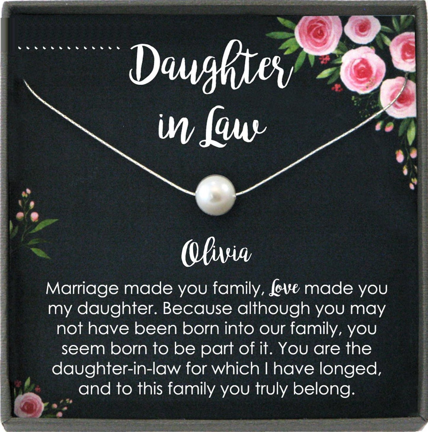 Daughter In Law Gift Necklace, Wedding Gift Jewelry Gift From Mother In Law Gift for Bride birthday gifts, Single Pearl Necklace