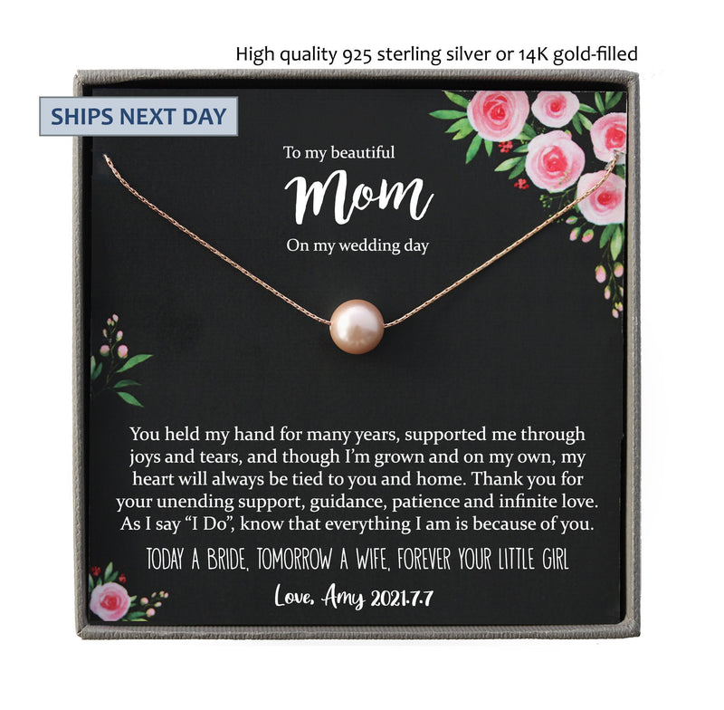 Mother of the Bride Gift from Daughter Mother of the Bride Necklace from Bride Pearl Necklace Mom of Bride Gift To Mom from Bride