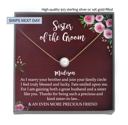 Sister of the Groom Gift from Bride Sister in Law Wedding Gift from Bride to Sister in Law Gift to Sister in Law Necklace Gift Necklace