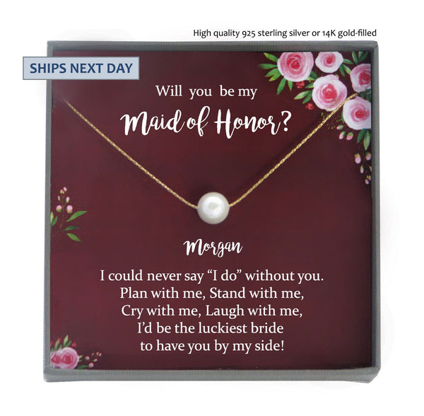 Maid of Honor Proposal Gift Necklace, Will you by my Maid of Honor Gift MOH proposal gift, maid of honor necklace