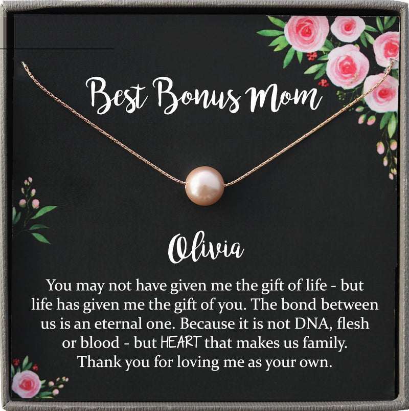 Bonus Mom Gift for Step Mother Gift from Bride, step mom gift for stepmom necklace, step mom wedding gift, Single Pearl Necklace