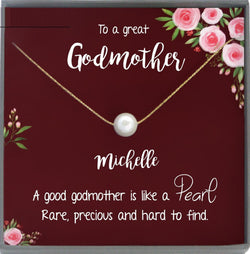 Godmother Gift for Godmother Necklace for Godmother Gift for Christmas Gifts Single Pearl Necklace