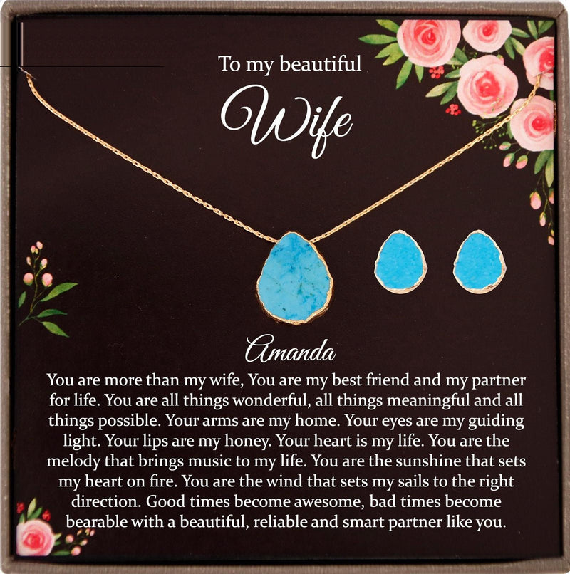 Be Wished Gifts Wife Gift for Wife Birthday Gift for Wife from Husband Sentimental Gifts for Her Birthday Gifts for Her, 1st Anniversary Gift for Wife - Turqu/Earring