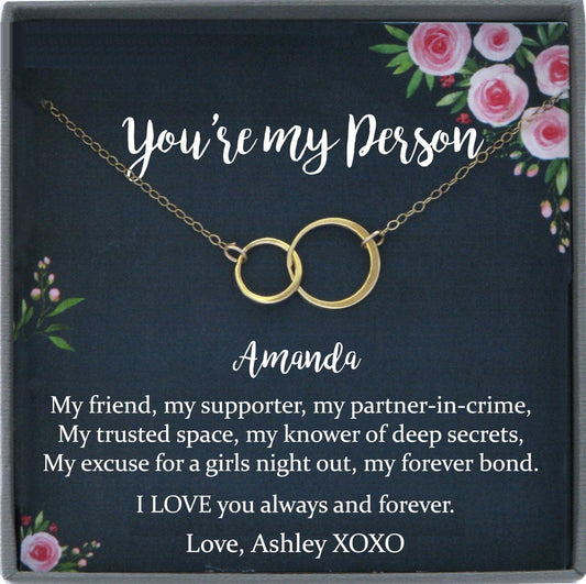 Youre my Person Necklace, You are my Person Gift, Best Friend Necklace, you're my person Friendship bff