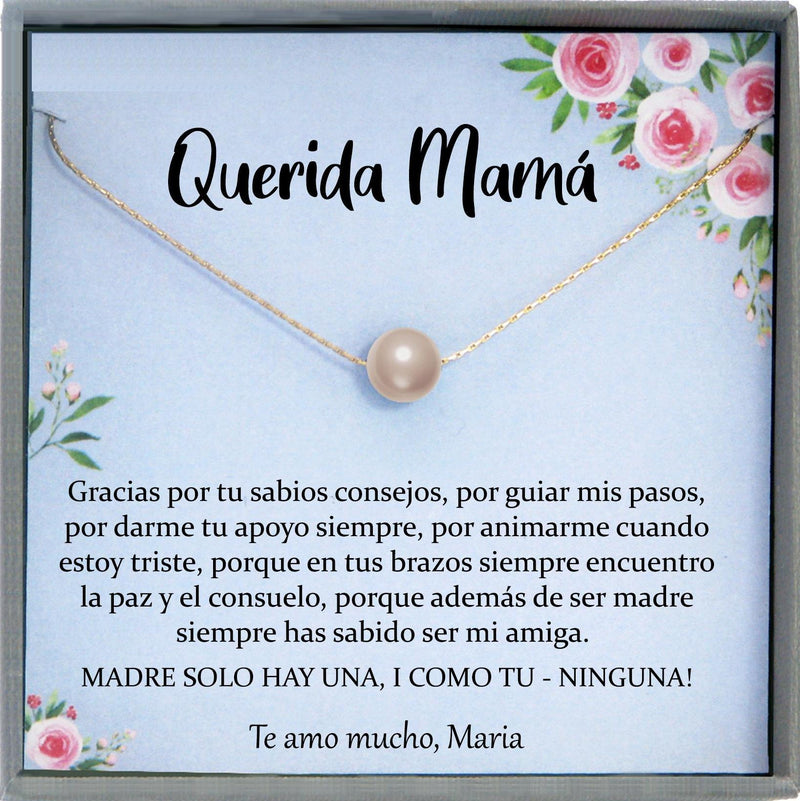 Regalo Para Mamá, Madre Necklace, Spanish Mother Birthday, joyería Para Mamá, Feliz Cumpleaños Mama Querida Spanish Mother of The Bride Gift - Silver