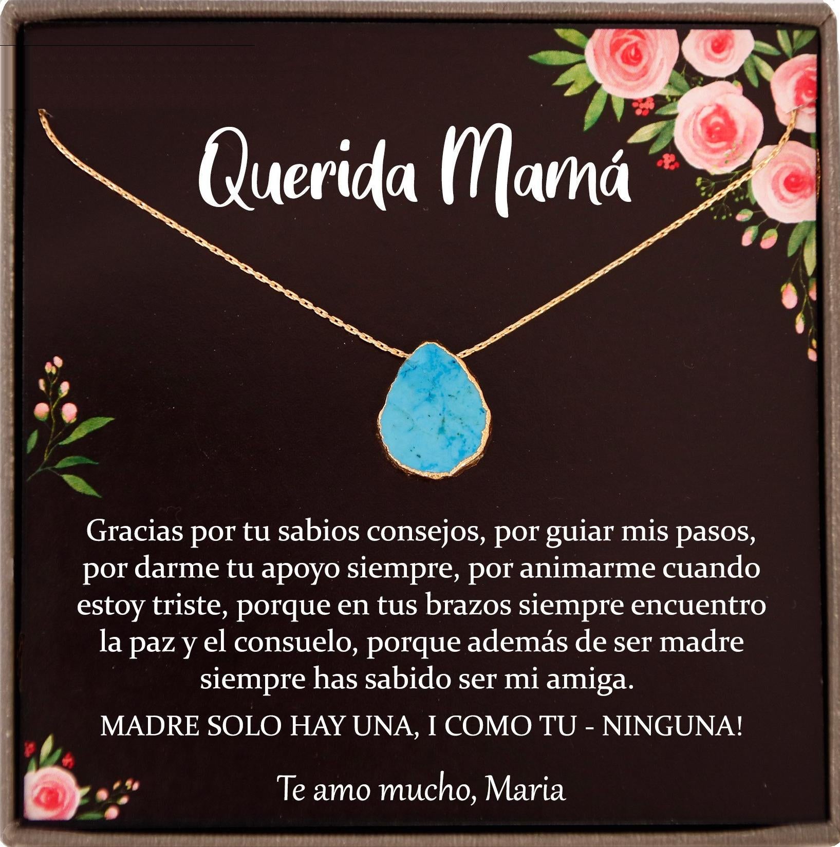 Regalo para Mamá, Madre Necklace, Spanish Mother Birthday, Joyería Para Mamá, Feliz Cumpleaños mama Querida Spanish mother of the bride gift
