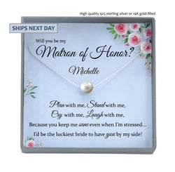 Matron of Honor Proposal Gift Necklace, Will you by my Matron of Honor Gift MOH proposal gift