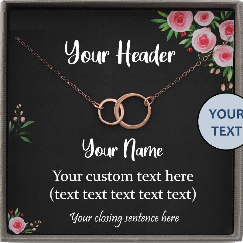 Personalized Gifts for Women, Interlocking Circle Necklace with Personalized Cards, Custom text and Jewelry, Personalized Christmas Gifts