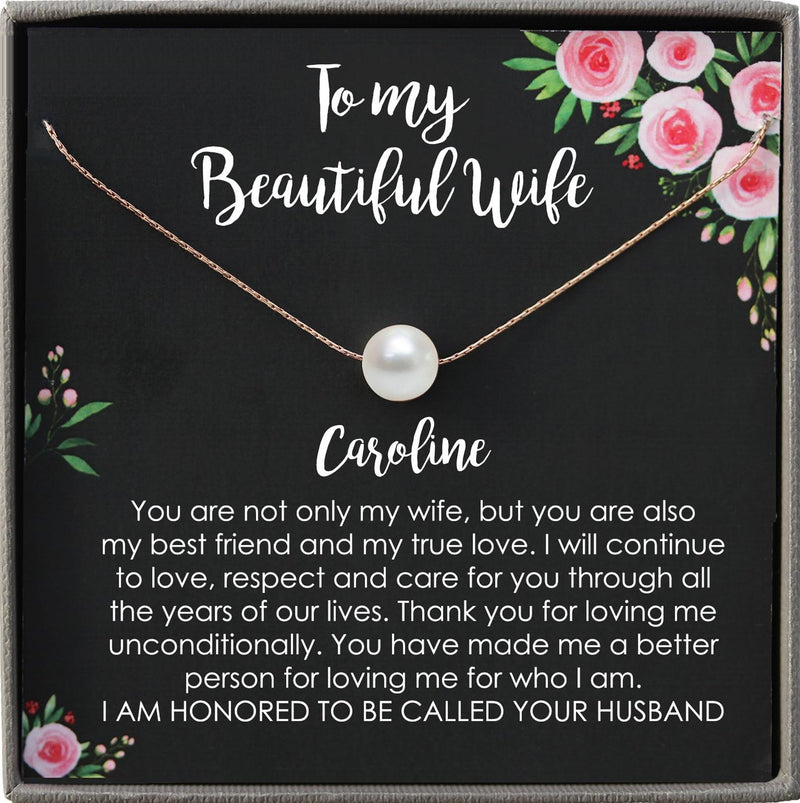 Personalized To My Beautiful Wife Necklace From Husband My Life My Love Wife  Birthday Anniversary Valentines Day Christmas Customized Gift Box Message  Card - Teecentury.com