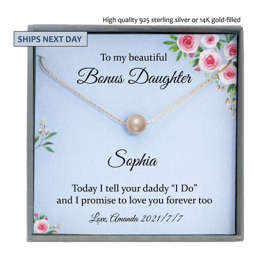 Daughter of the Groom Gift Necklace, Stepdaughter Gift Stepdaughter Wedding Gift from Bride Bridal Party Gift Rehearsal Dinner Step Daughter