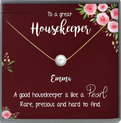 Housekeeper Gift, Housekeeper Necklace, Housekeeper Jewelry, Housekeeper Thank You, Housekeeper Appreciation, Pearl Necklace