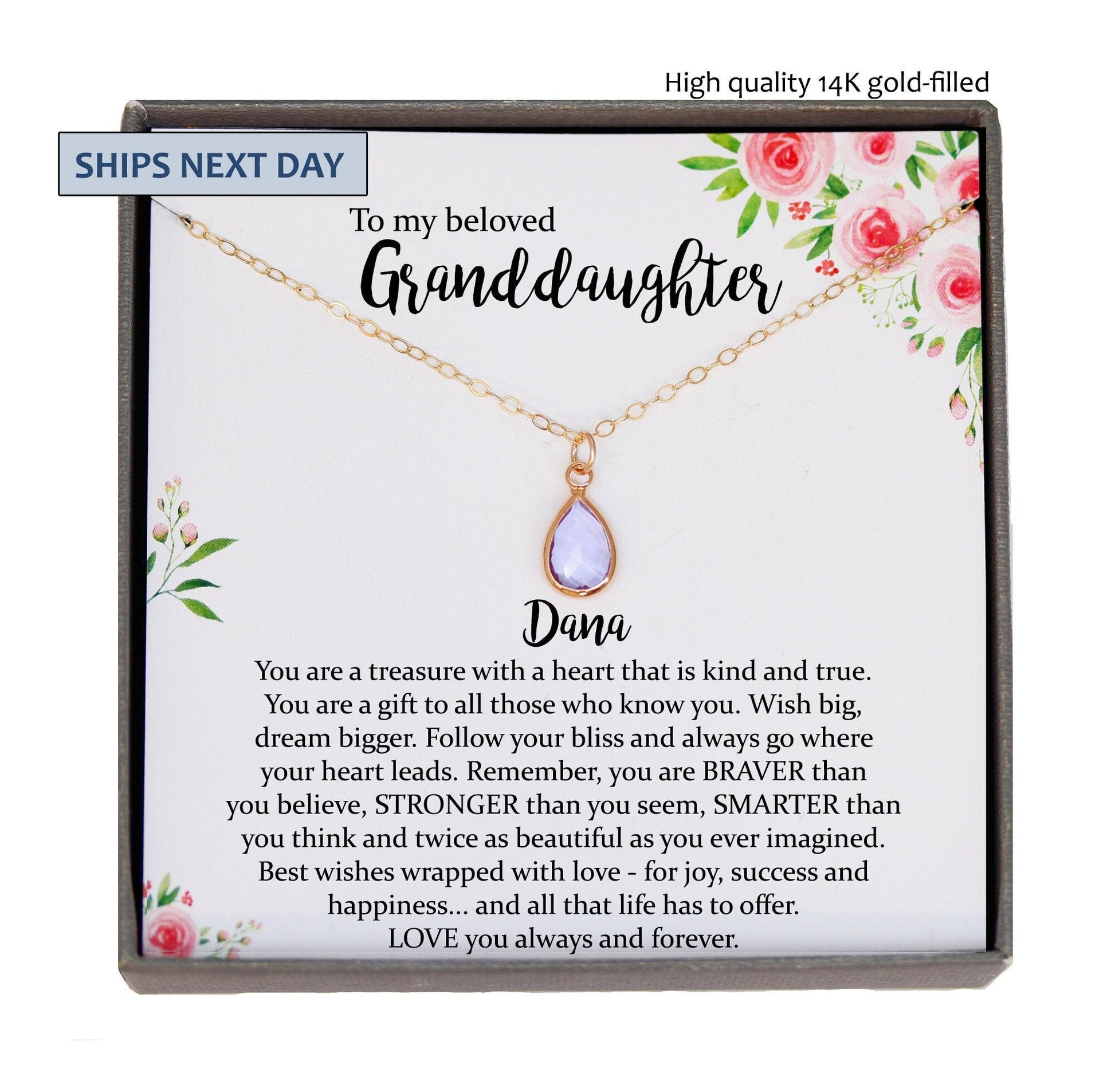 Granddaughter Gift from Grandma, Granddaughter Necklace, Granddaughter Birthday gift, Granddaughter Wedding Gift