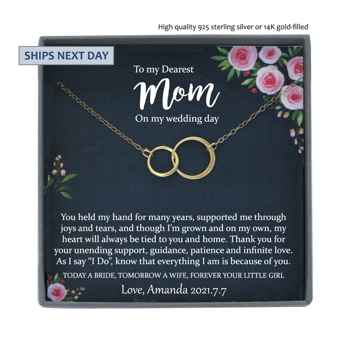 Mother of the Bride Gift from Daughter Mother of the Bride Necklace from Bride Eternity Necklace Mom of Bride Gift To Mom from Bride