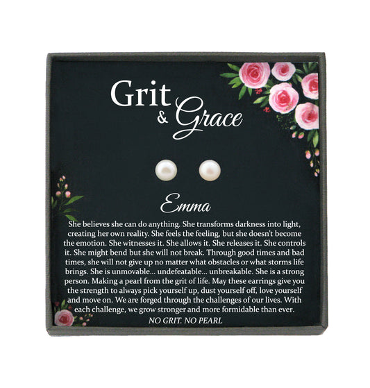 Encouragement Gifts, Grit and Grace, No Grit No Pearl Warrior Gift Inspirational Gifts Strength Gift Sobriety Recovery Breast Cancer