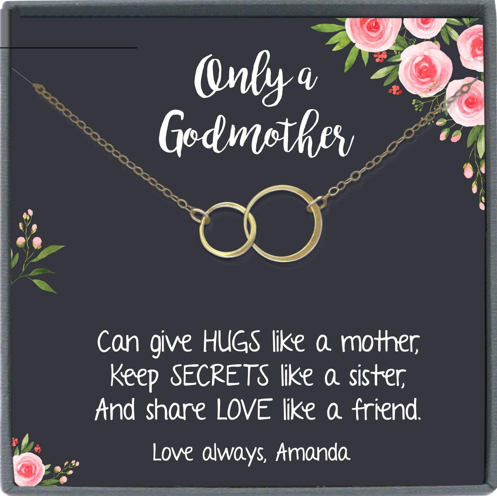Godmother Gift Necklace Godmother Necklace, Baptism Gift for Godmother Card Thank you gift for God Mother Gift Jewelry