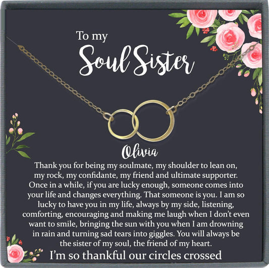 Soul Sister Gift, Best Friend Necklace Soul Sister Necklace Best Friend Gift Thank You Gift for Friend Best Friend Birthday Gift