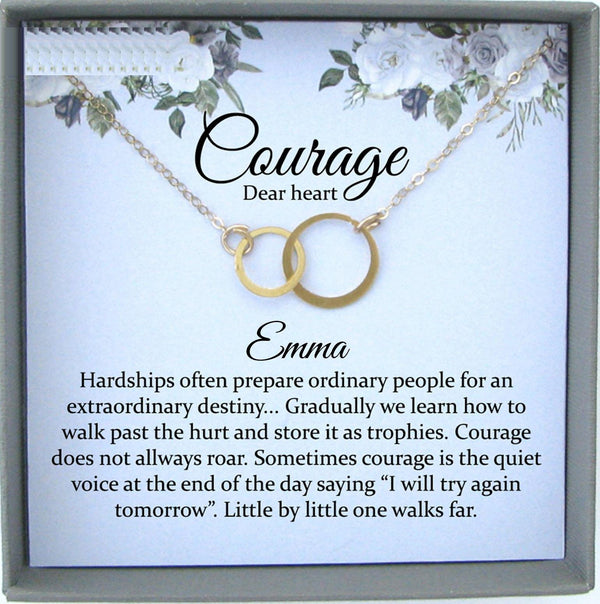 Encouragement Gift, Courage Dear Heart Necklace, Strength necklace, Sympathy gift, Cancer survivor gift, Empathy gift